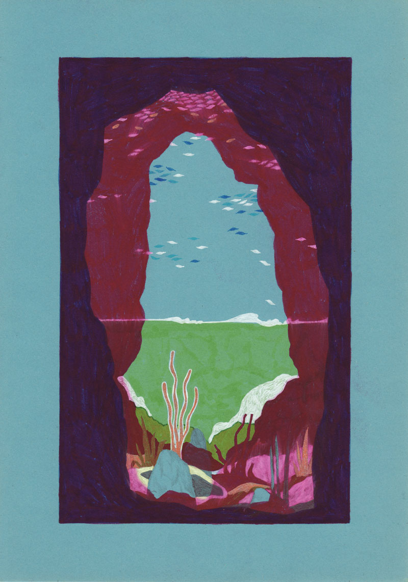 Grottes Grotte Cosquer, 2013. Feutre sur papier de couleur. 17 × 27 cm