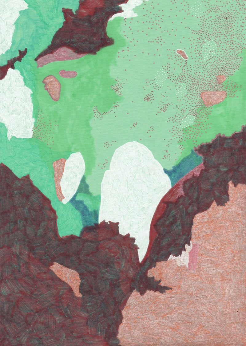 Grottes Les grottes, 2013. Feutre sur papier de couleur. 21 × 30 cm