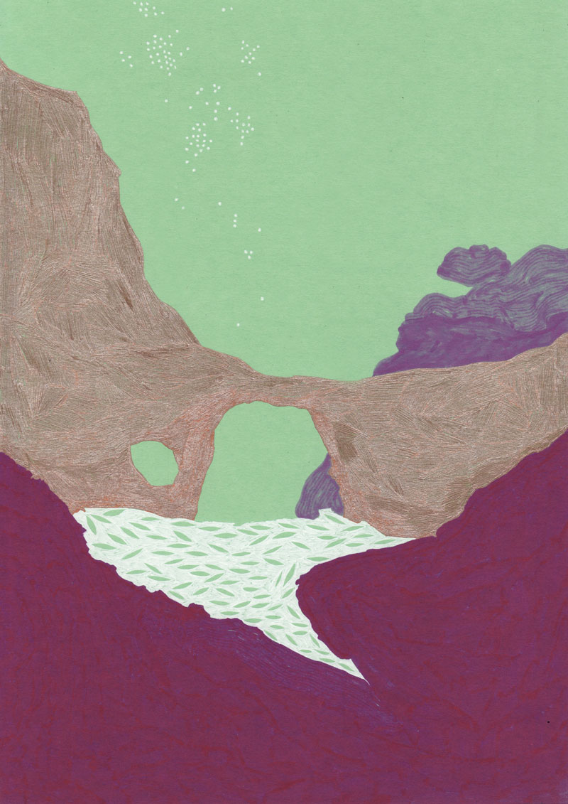 Grottes Gouffre, 2013. Feutre sur papier de couleur. 20 × 29 cm