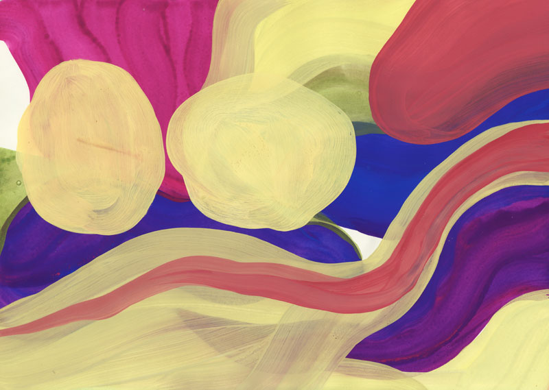Colline Boules, 2014. Gouache sur papier. 29  42 cm