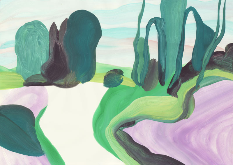 Colline Chemin d'en haut, 2014. Gouache sur papier. 21  29,7 cm