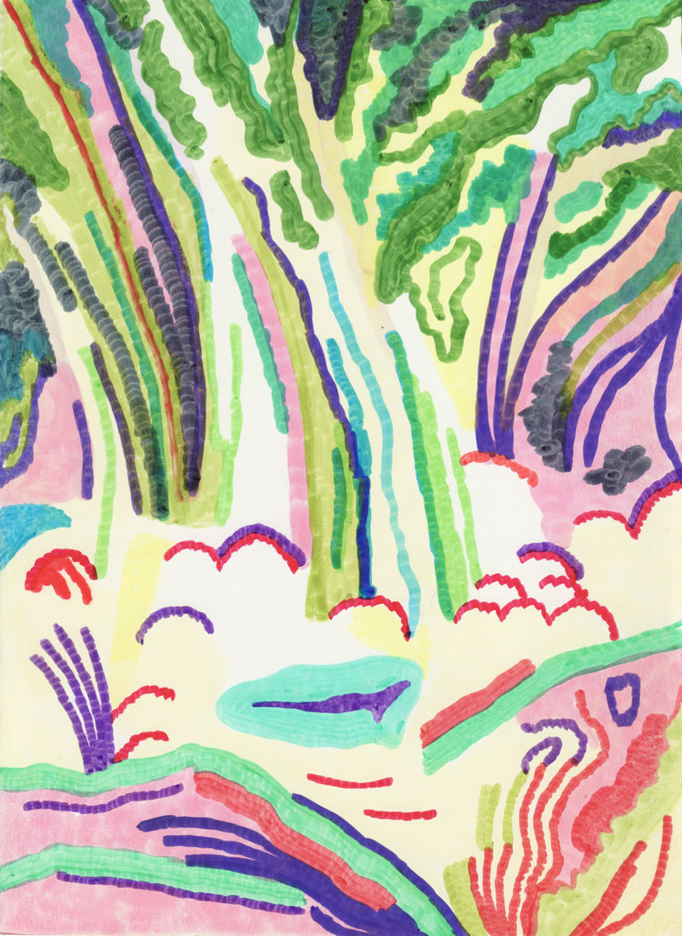 Les arbres Sans-titre, 2017. Feutre sur papier. 14,9 x 20,5 cm
