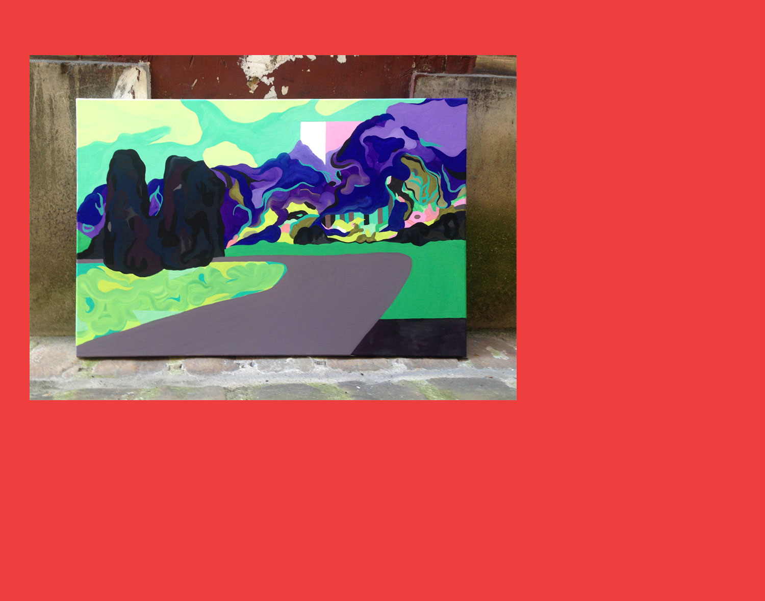 Marseille Délit de fuite. Peinture sur toile. 2016. Vue d'exposition (Galerie M, Toulouse).